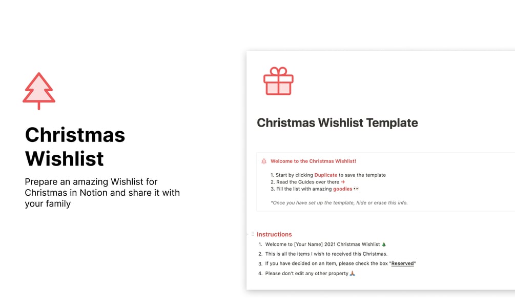 Christmas Wishlist Notion Template