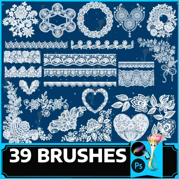 procreate brush ps brush lace lace textile pattern border pattern white rococo decorative edge by best procreate brushes