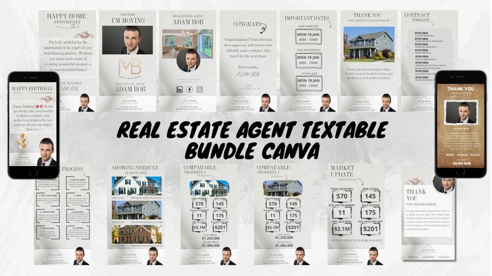 Real Estate Agent Textable Bundle Canva