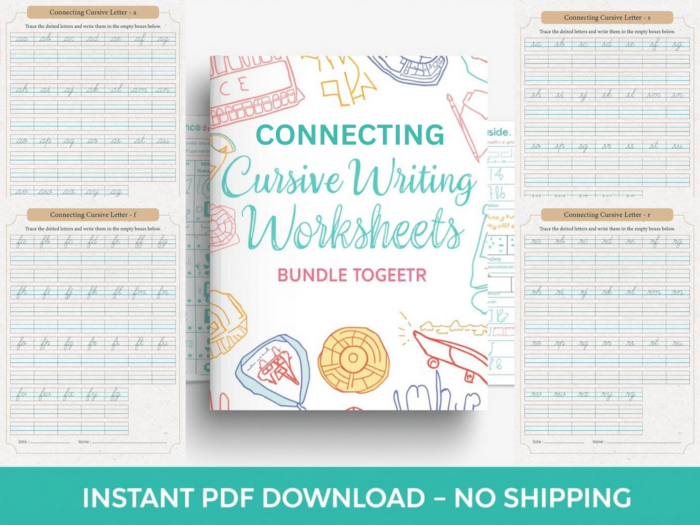 Connecting Cursive Writing Worksheet Pack | Handwriting Practice (PDF ...