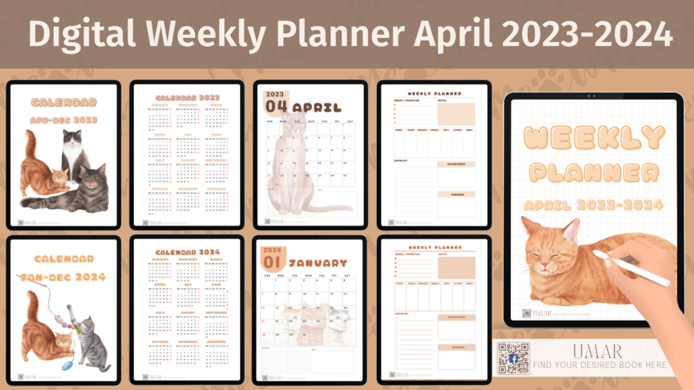 UMAR | Digital 2023 Planner Meow Meow Family | Daily, Weekly and ...