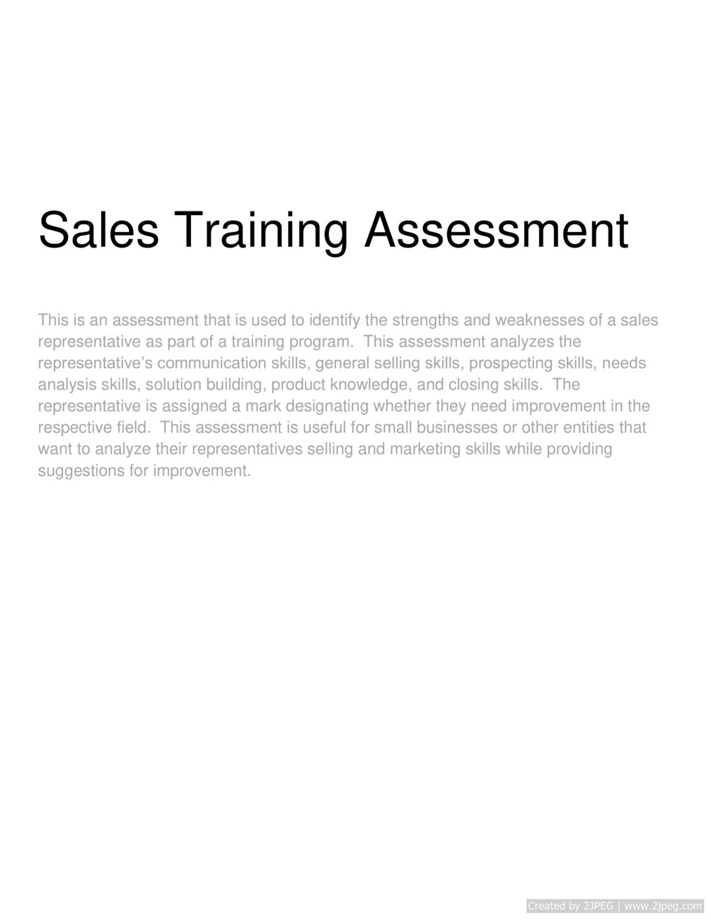 Sales Training Assessment