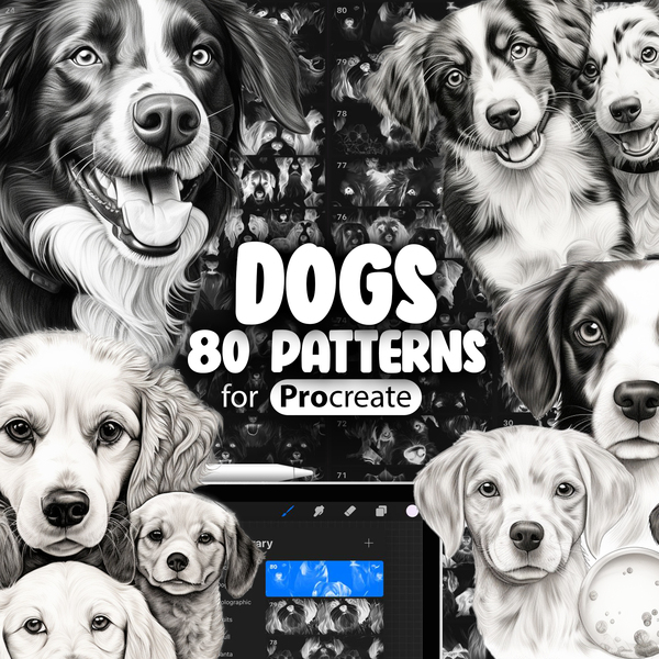 80 Procreate Dogs Patterns Collection by ProCreativeBreeze