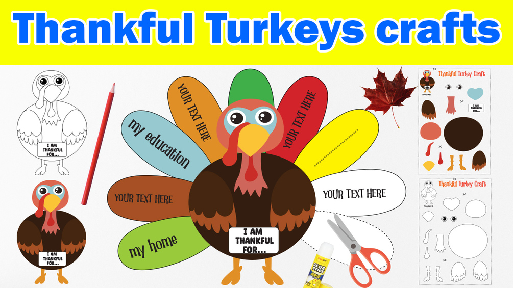 thankful Turkeys Thanksgiving Crafts Fillable PDF
