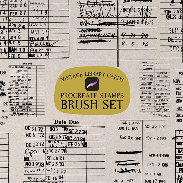 Library Stamp Procreate Brush Set by HG Designs