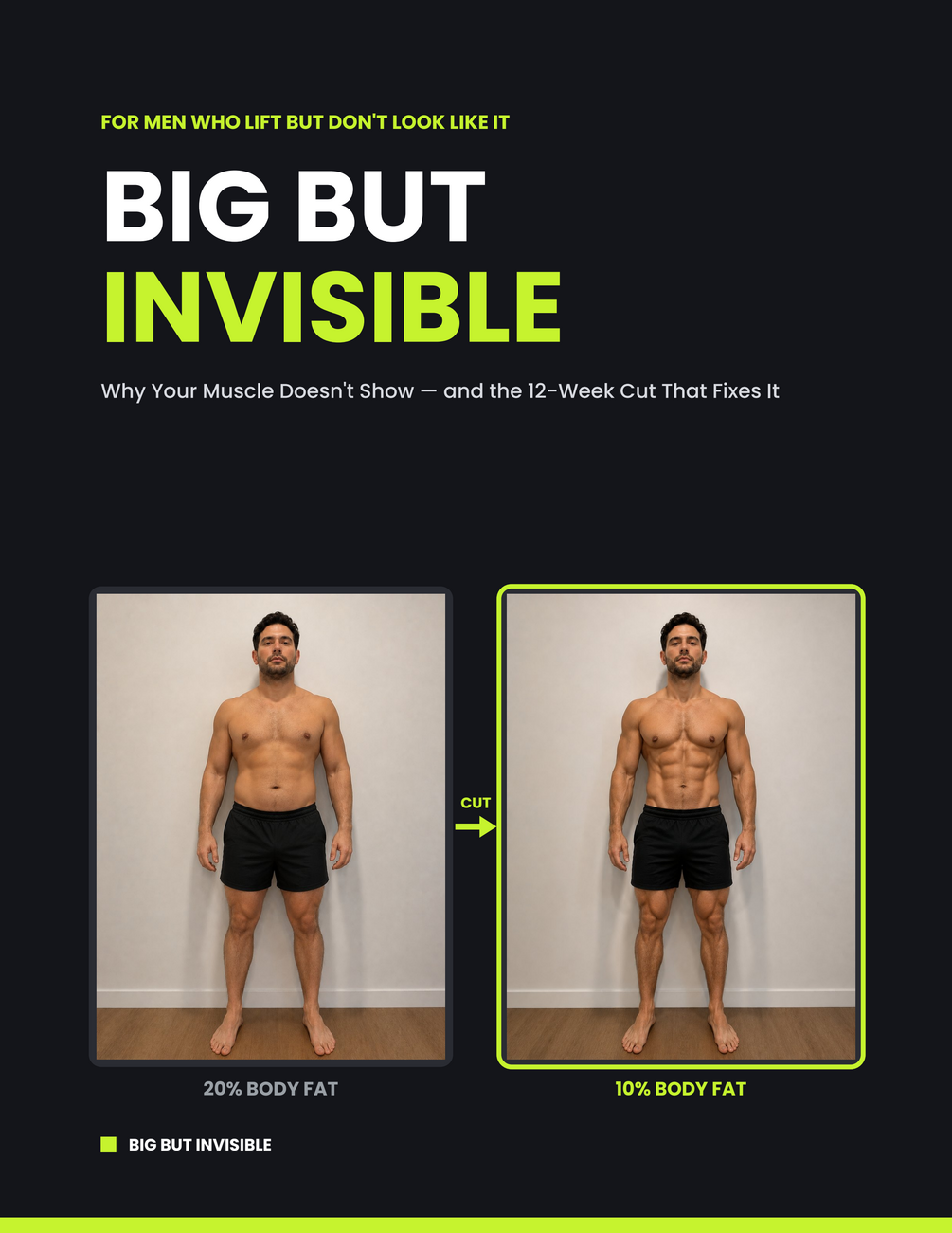 Side-by-side comparison of the same physique at 20% and 10% body fat