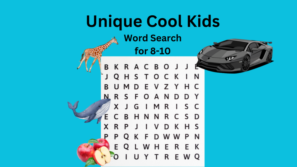 Unique Cool Kids Word Search for Children 8-10