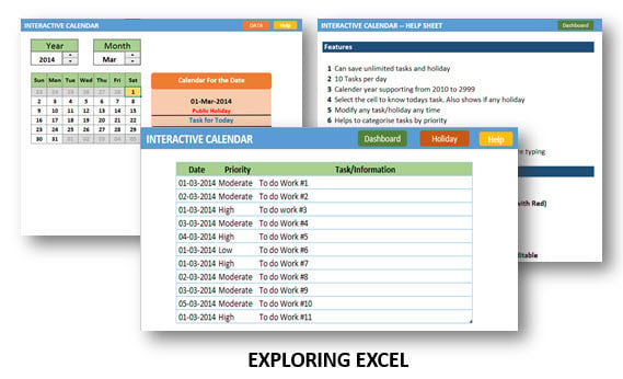 interactive excel calendar template