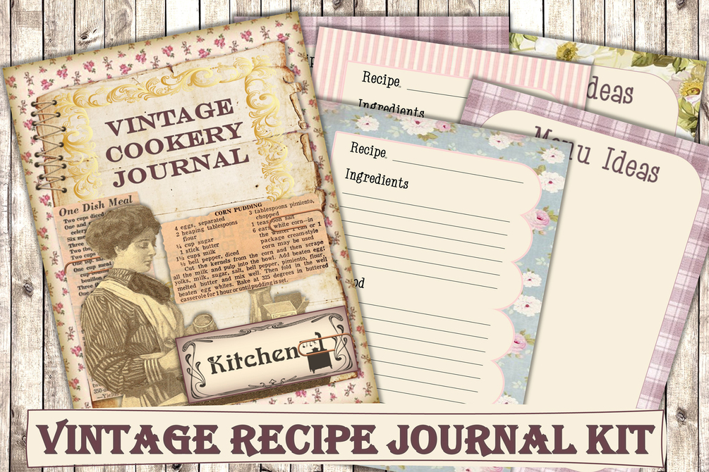 Printable Cookery Recipes Journal Kit