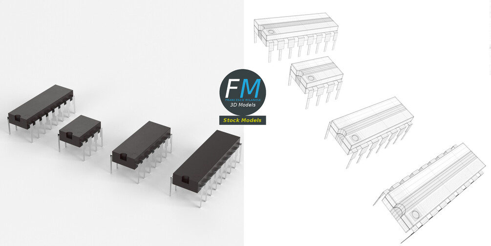 3D MODEL - Integrated circuits chips