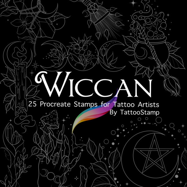 Wiccan Tattoo Procreate Stamps | Witchy Tattoo Flash Brushes | Pagan Halloween Clip Art Pack | Occult Stencil Digital  Designs | Alt Art Set by TattooStamp