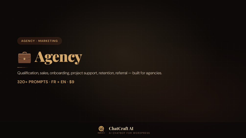 ChatCraft AI — Agency Chatbot Pack (320+ Prompts)