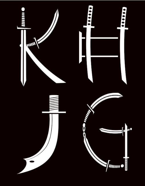 Sword Letters White Design Element