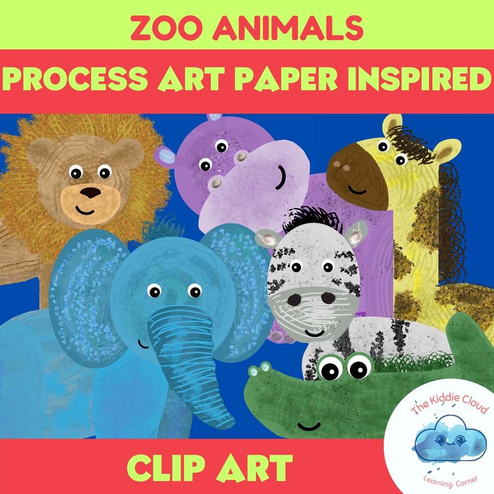 Zoo Animals ║Process Art Inspired Clipart