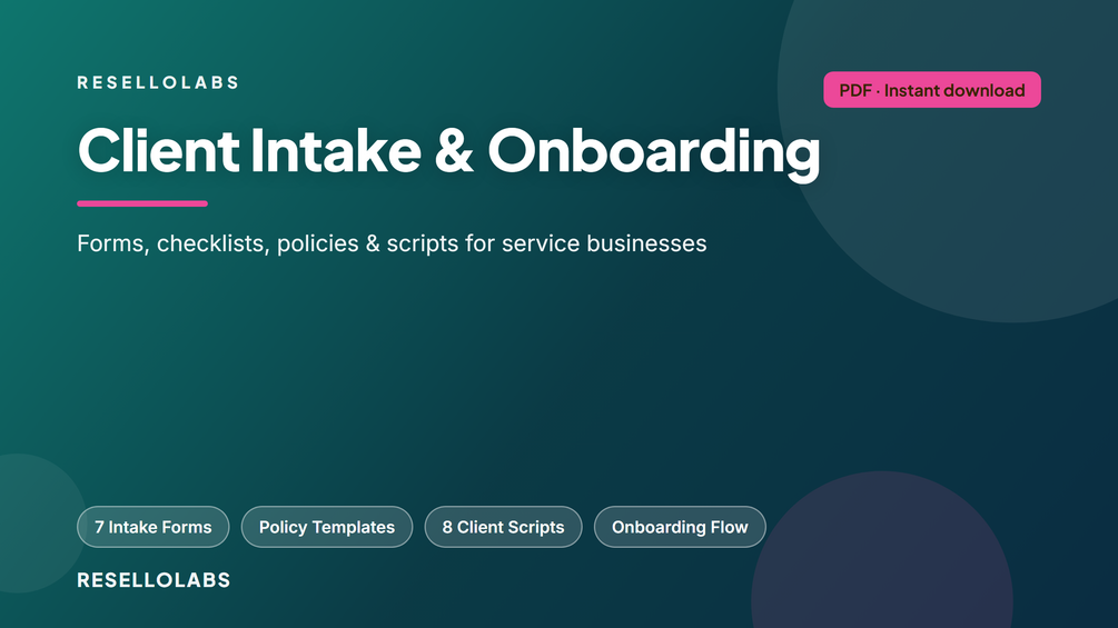 Look inside Client Intake Form Templates & Onboarding Pack — real pages