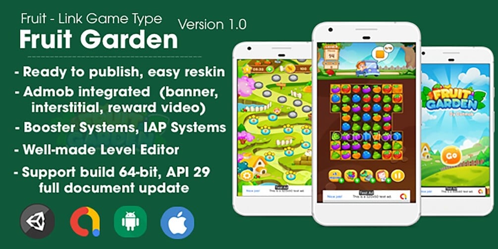 Fruit Garden - Match 3 Game Unity Source Code media 1