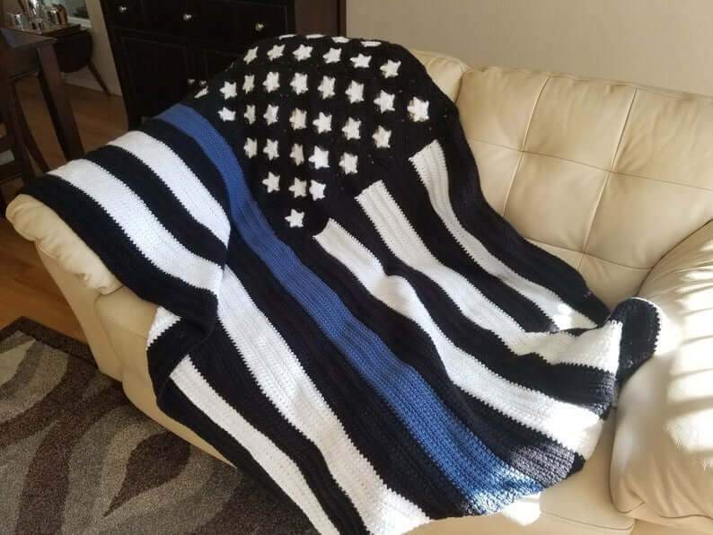 Thin Blue Line Flag Blanket Pattern