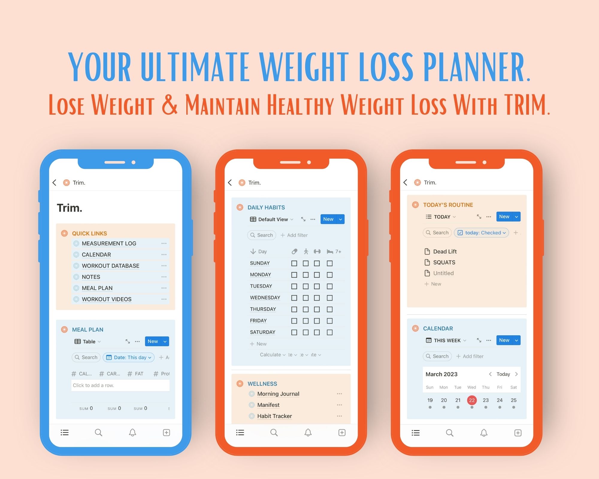 TRIM Weight Loss Planner