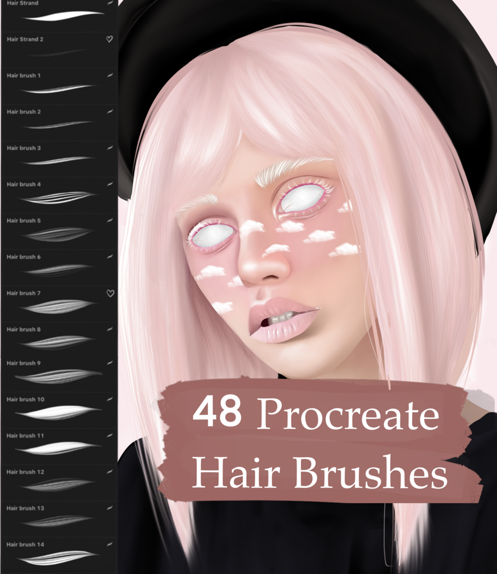 48 Procreate Hair Brushes by arthayley