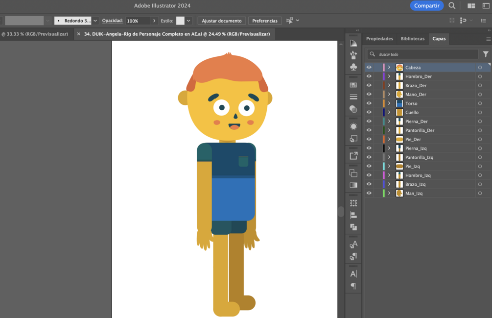 Personaje para RIG (Capas) en Illustrator – MATERIAL DE CLASE