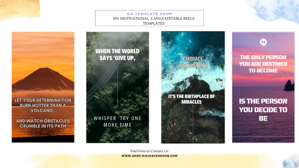 50 MOTIVATIONAL REELS CANVA EDITABLE REELS TEMPLATE