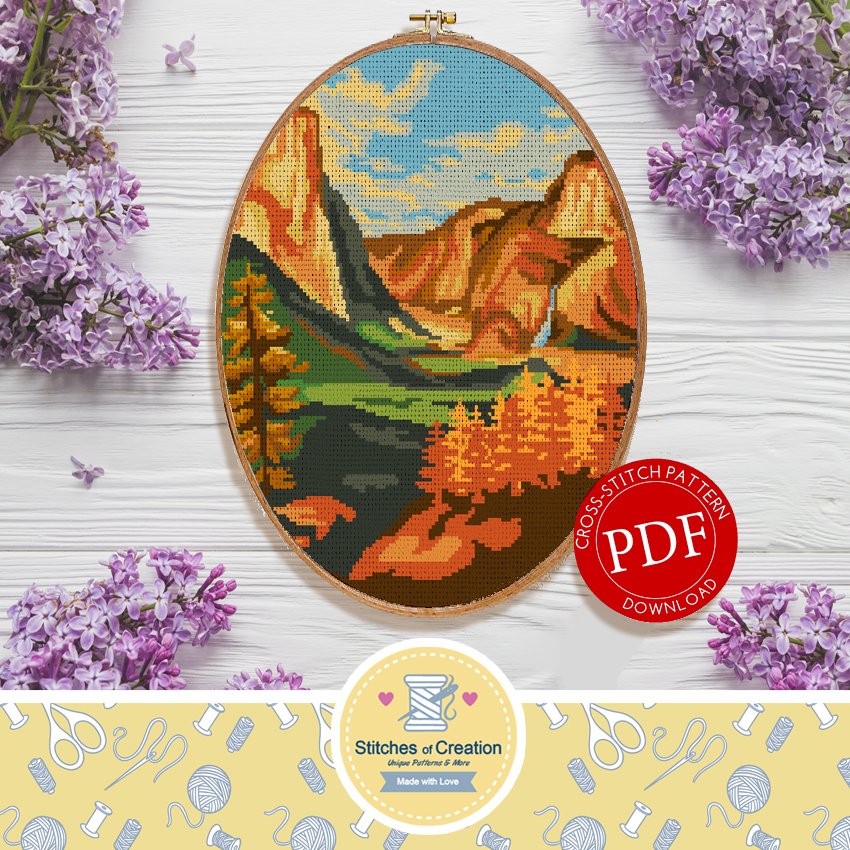 Yosemite Valley Digital Download Cross Stitch Pattern