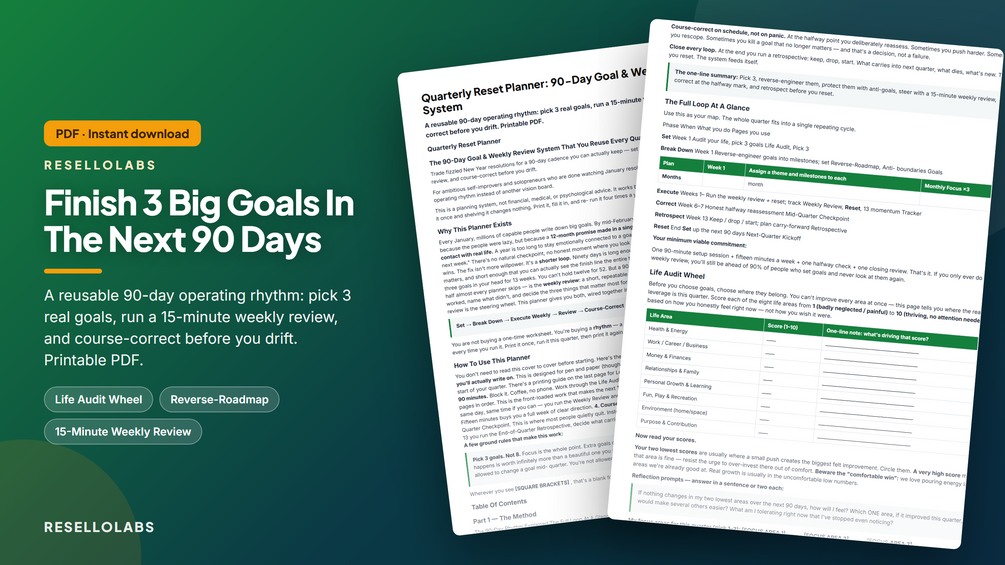 Quarterly Reset Planner: 90-Day Goal & Weekly Review System cover