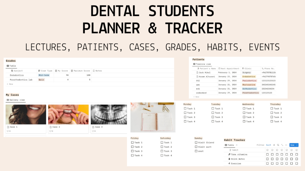 Notion Template For Dental Students Tracker & Planner