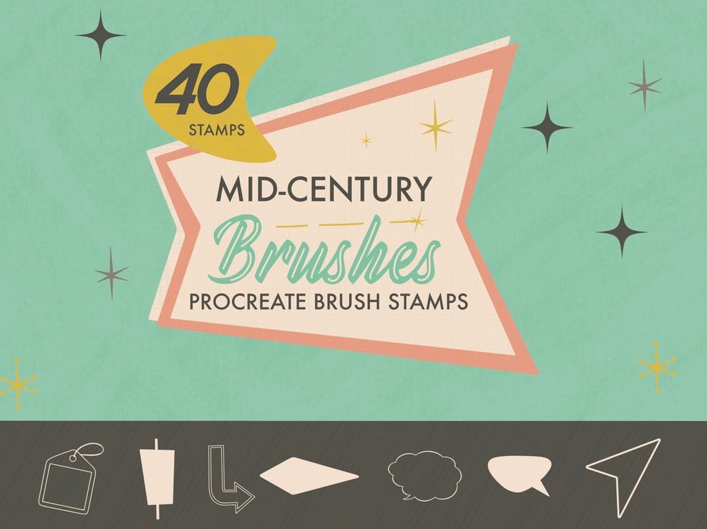 Med Century Modern Retro Brushset for ProCreate by peteadamsdesign