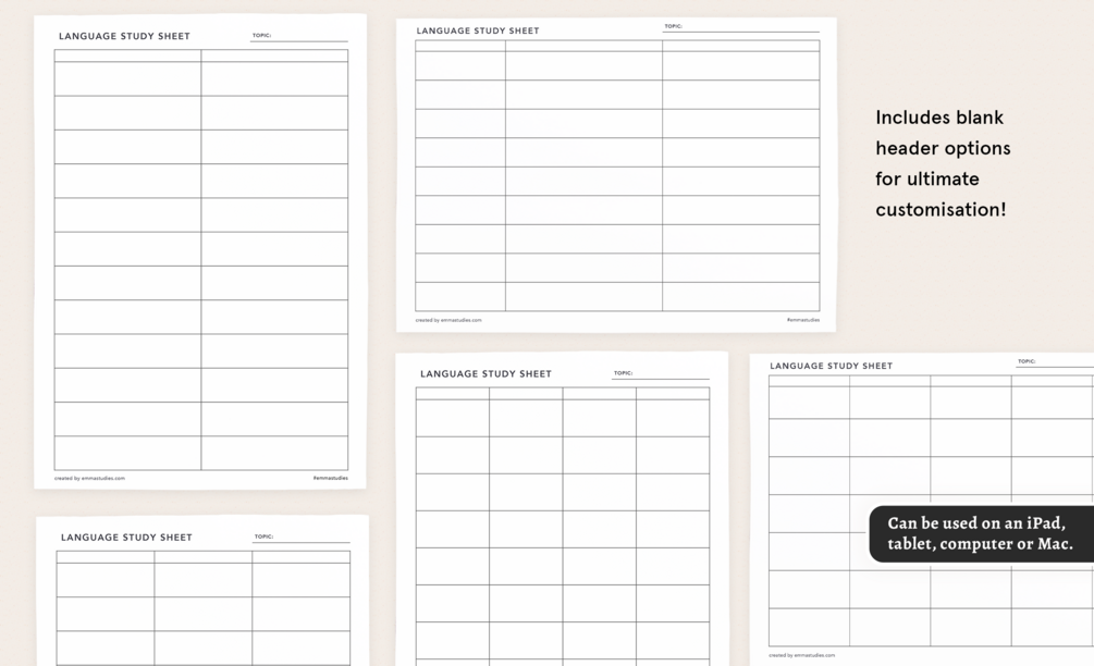 Free Language Learning Printables