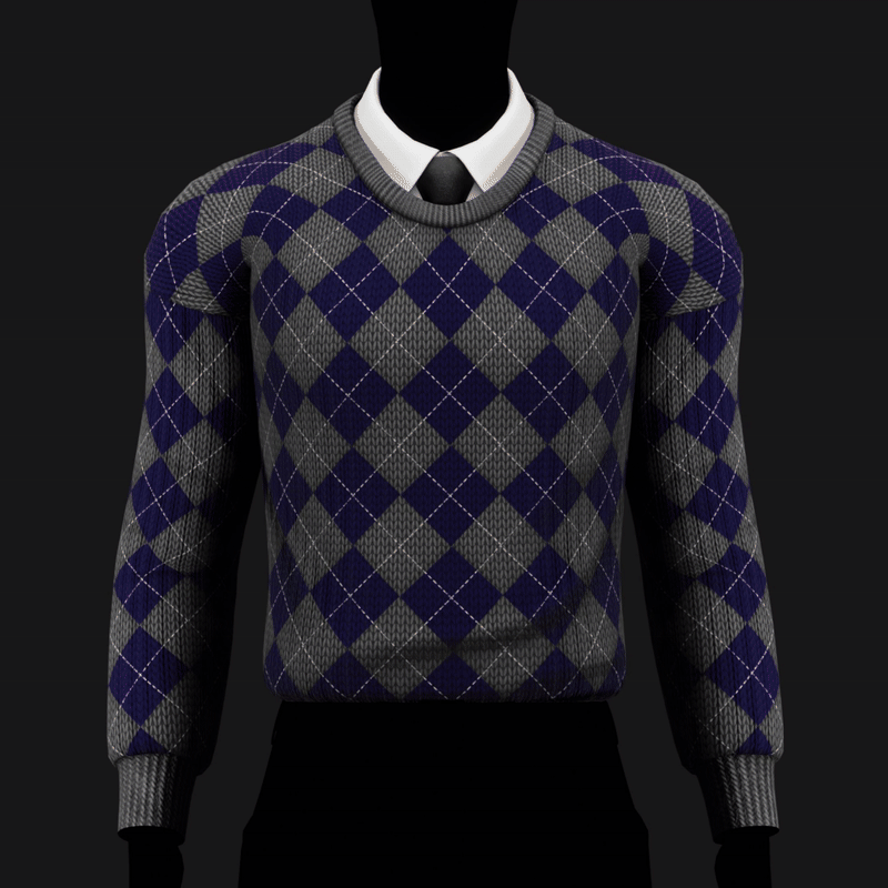 Men's Crew Neck Sweater Diamond Pattern + Shirt Collar with Tie Pack | WOLVES STUDIO