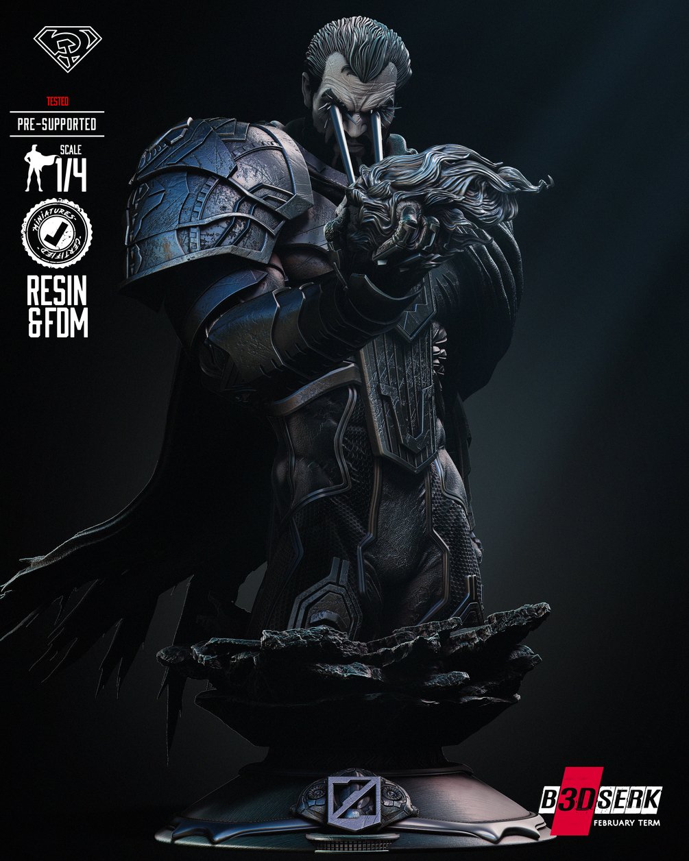 B3DSERK February term 2024 Zod Bust ready for printing