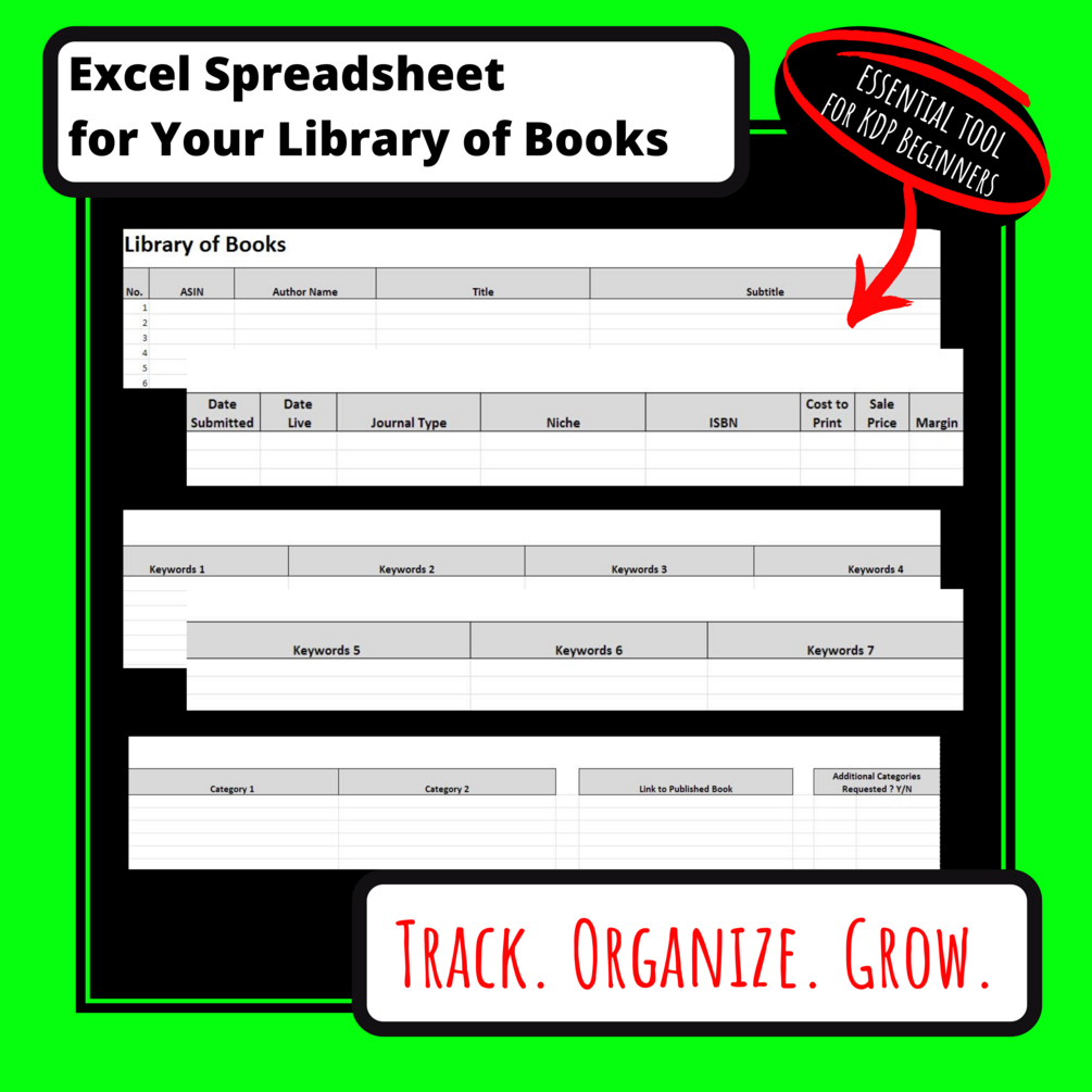Excel spreadsheet for low content books library of books template