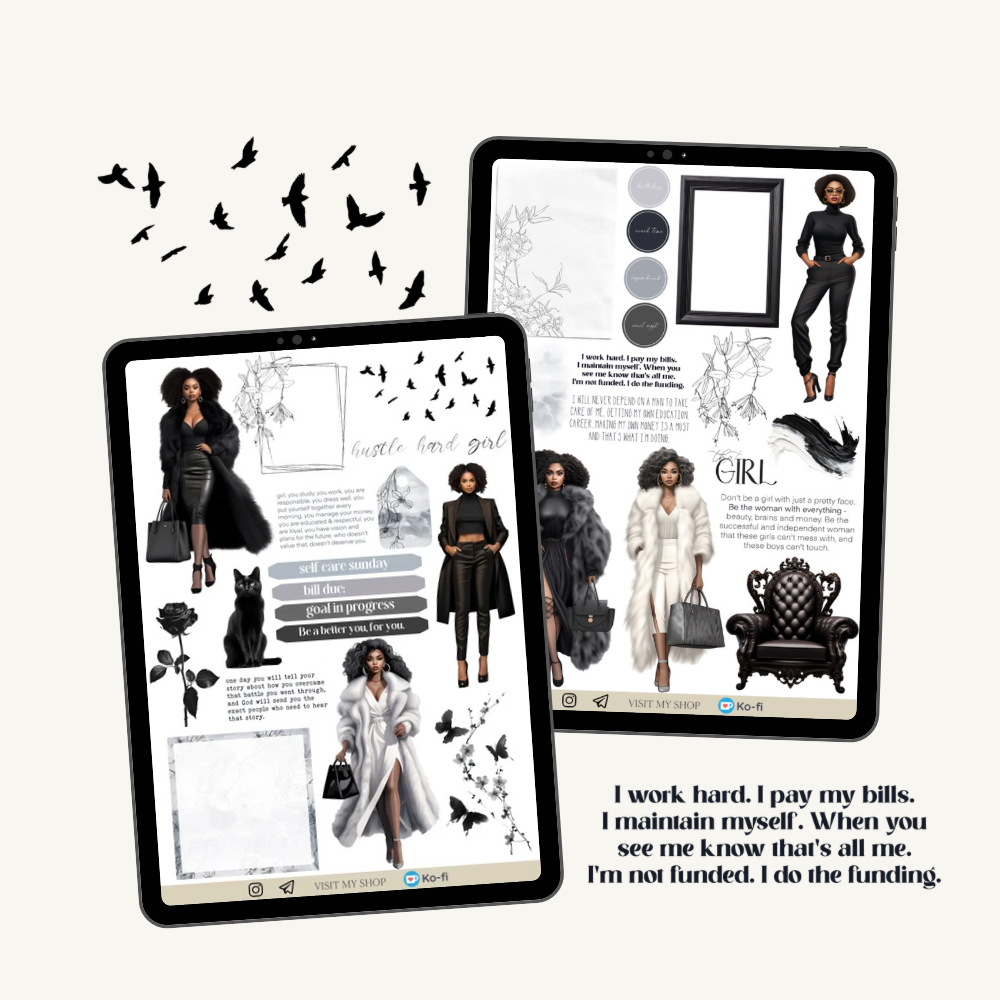 Independent Women stickers, GoodNotes & PNG