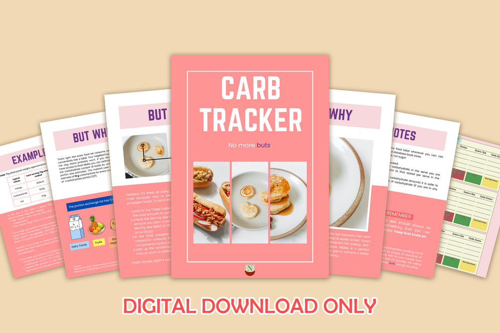 Carb Tracker Diet Planner Digital Download