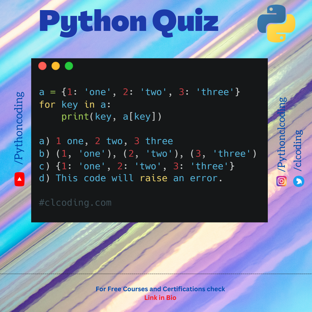 Python Quiz | Day 60| What is the output of following Python code ...