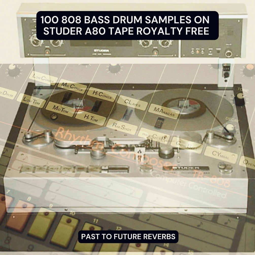 100 Deep 808 Analog Bass Drum Collection 100 Unique Samples Recorded on Studer A80 Tape Recorder