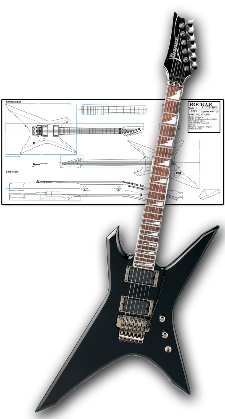 Plans/Blueprints for luthier, Style Ibanez XPT700 Xiphos guitar