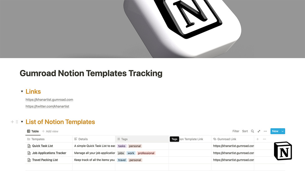 Gumroad Notion Templates Tracking