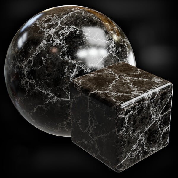 Procedural Black Veined Marble Material by Ryan King Art