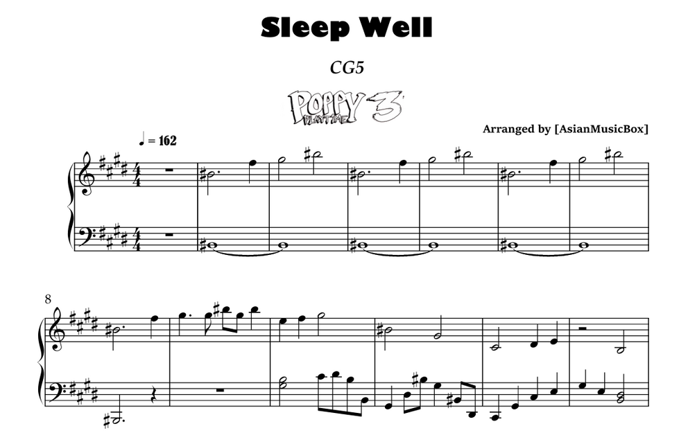 'Sleep Well' - CG5 (Poppy Playtime Chapter 3) (ver. JUNE 2024) [Piano ...