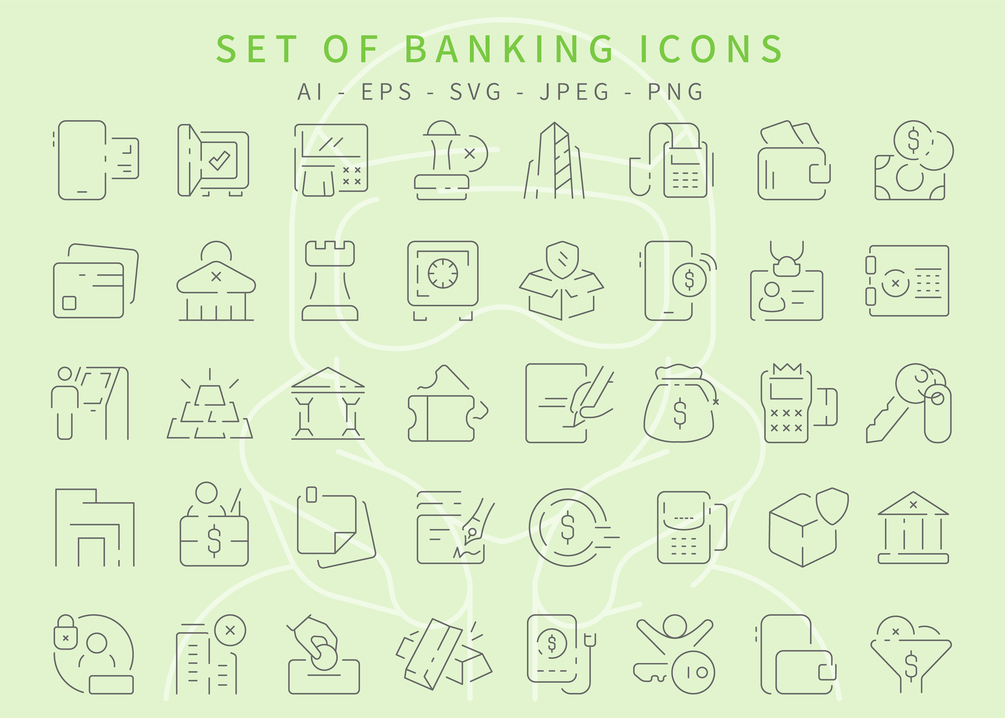 Finance & Banking Line Icons – 40 Minimalist Vector Icons