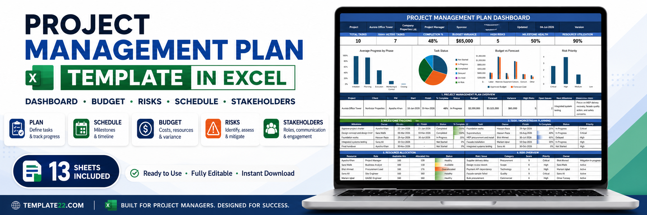 Project Management Plan Template in Excel