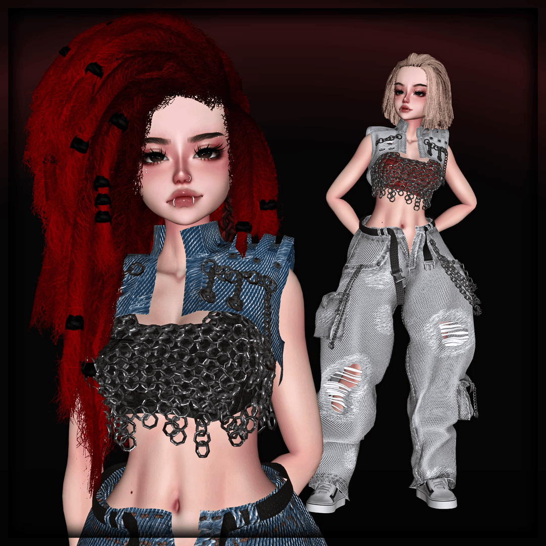 [ZinPia / VRBase] EGIRL Grunge Chainmail Outfit