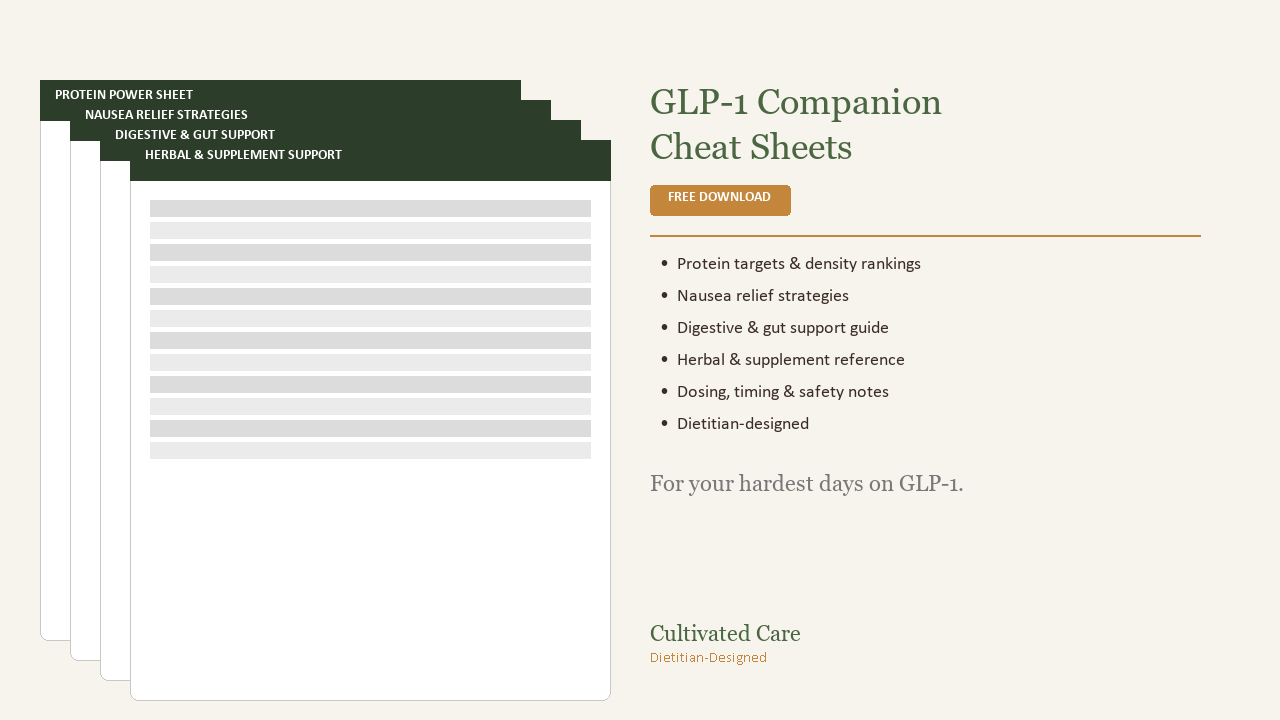 GLP-1 Companion Cheat Sheets