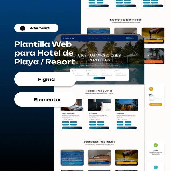 Plantilla Web para Hotel de Playa / Resort – Figma & Elementor