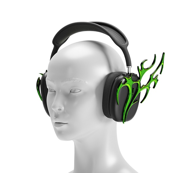 Headphone Chrome Heart Green - Streetwear | WOLVES STUDIO