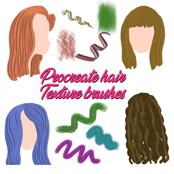 Hair texture Procreate brushes shiny metallic highlights by JCphotosArt