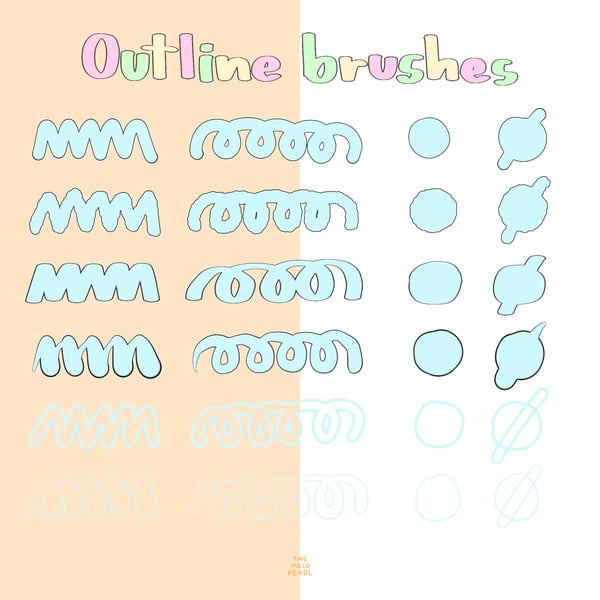 (Free) TML | Outline brushes | Brushes for Procreate by The Melo Pearl