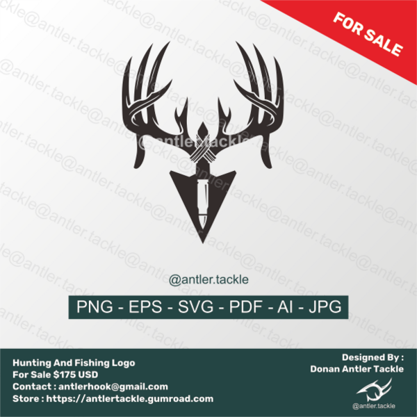 Deer Antler Bullet Broadhead Hunting Logo Designed By Donan Antler Tackle